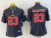 Women's San Francisco 49ers #23 Christian McCaffrey Black Red Fashion Vapor Limited Stitched Jersey,baseball caps,new era cap wholesale,wholesale hats